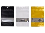 Aluminijumske DoyPack kesice sa zip zatvaranjem, prozorom, ovalnim dnom i sa mogućnošću termo lepljenja 160x40x240mm - 100kom
