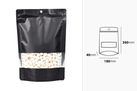 Aluminijumske DoyPack kesice sa zip zatvaranjem, prozorom, ovalnim dnom i sa mogućnošću termo lepljenja 180x40x260mm - 100kom-2
