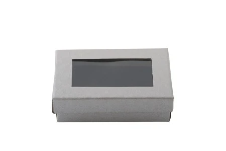 Papirna srebrna kutija 80x50x26mm, sa prozorom i penastim punjenjem - 12 kom-1