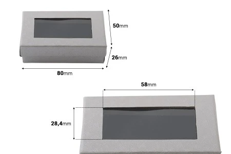 Papirna srebrna kutija 80x50x26mm, sa prozorom i penastim punjenjem - 12 kom-3
