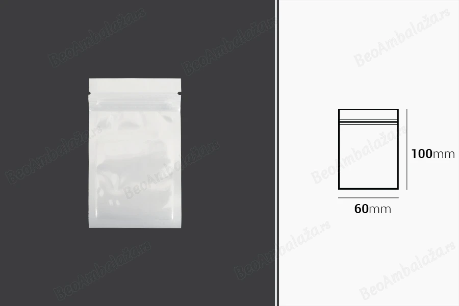 Plastična zip kesica 60x100mm sa belom zadnjom i providnom prednjom stranom - 100 kom-dimenzije_slike
