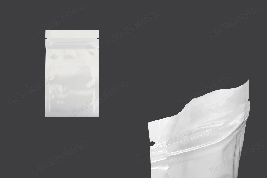 Plastična zip kesica 60x100mm sa belom zadnjom i providnom prednjom stranom - 100 kom-
