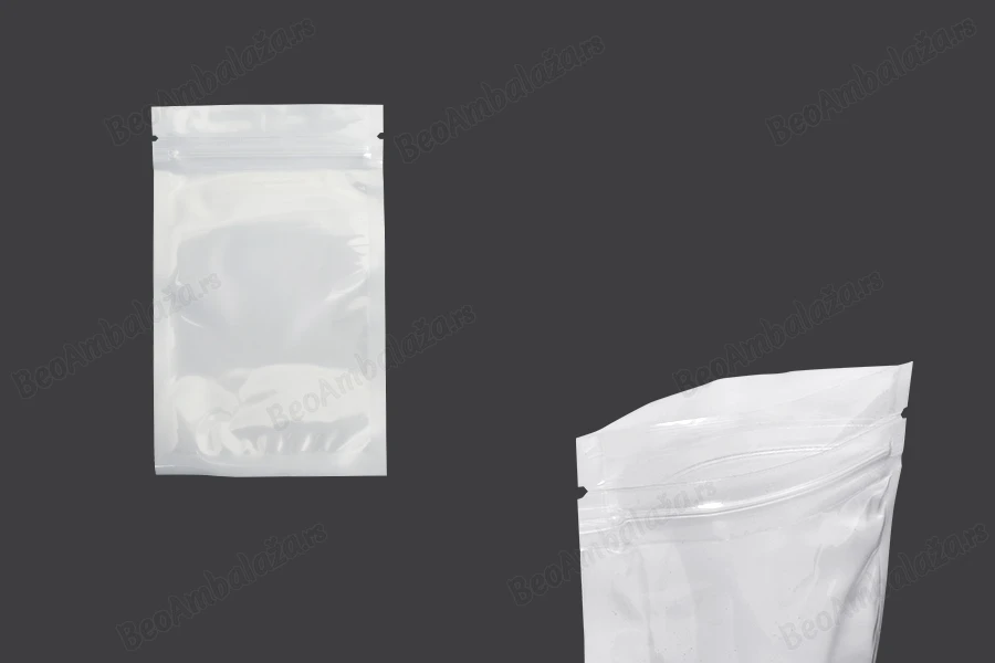 Plastična zip kesica 80x130mm sa belom zadnjom i providnom prednjom stranom - 100 kom-