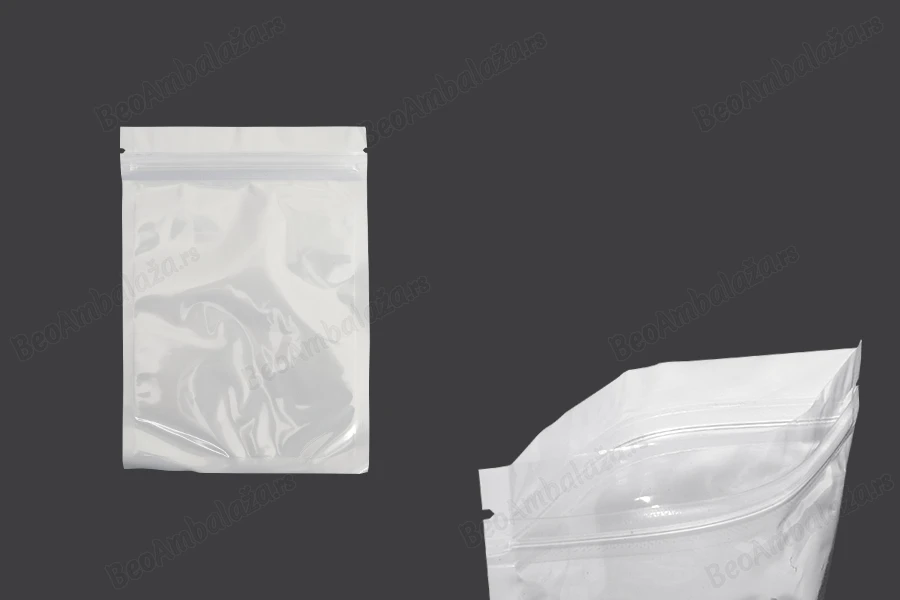 Plastična zip kesica 105x150mm sa belom zadnjom i providnom prednjom stranom - 100 kom-