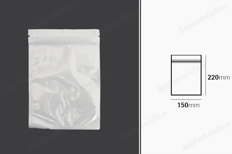 Plastična zip kesica 150x220mm sa belom zadnjom i providnom prednjom stranom - 100 kom-dimenzije_slike