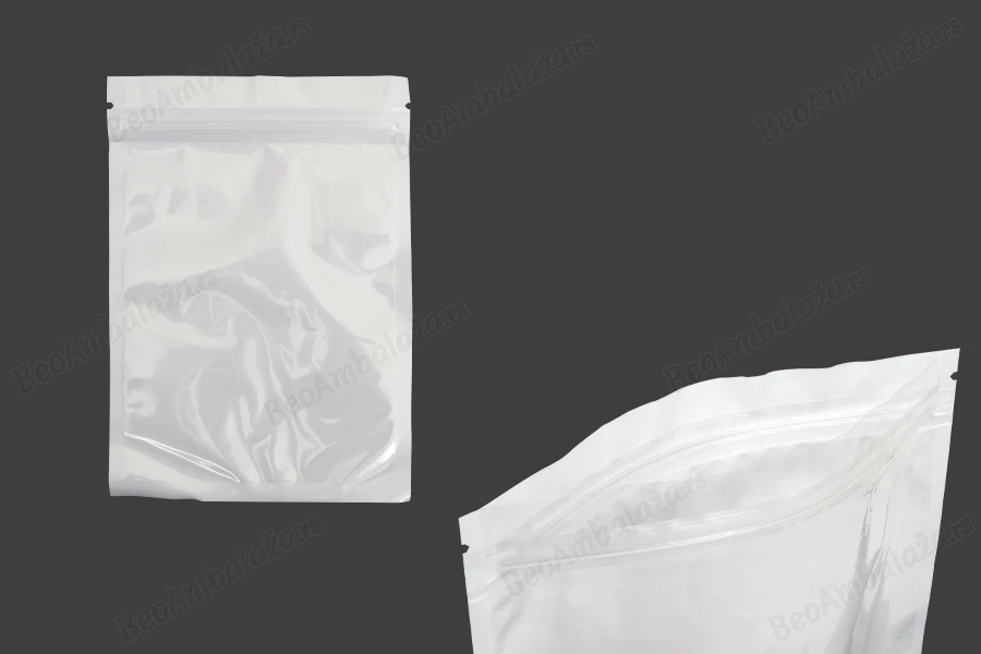 Plastična zip kesica 150x220mm sa belom zadnjom i providnom prednjom stranom - 100 kom-