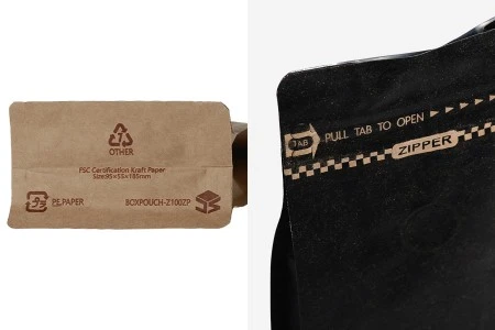 Aluminijumske DoyPack kesice 95x55x185 mm sa ventilom, kraft spoljnom oblogom, sigurnosnom tračicom i zipom, na termo zatvaranje, idealne za kafu - 25kom-5