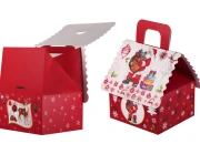 Božićna kartonska poklon kutija sa drškom, 160x145x190 mm - 12 kom-