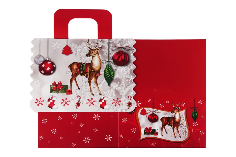 Božićna kartonska poklon kutija sa drškom, 160x145x190 mm - 12 kom-grupa_slika