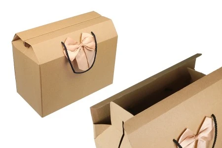 Papirna kraft poklon kutija - torbica 315x165x240 mm sa mašnom i ručkom - 12 kom-1