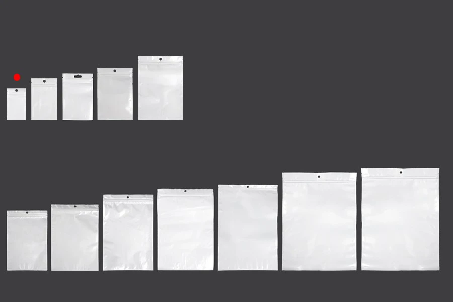 Plastična zip kesica 60x100mm sa belom zadnjom i providnom prednjom stranom i rupom za kačenje - 100 kom Plastična zip kesica 60x100mm sa belom zadnjom i providnom prednjom stranom i rupom za kačenje - 100 kom