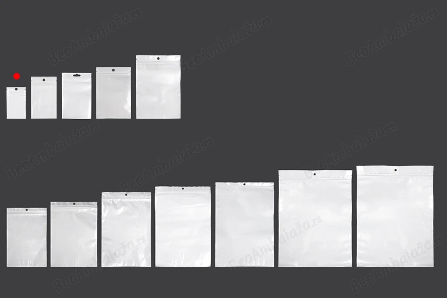 Plastična zip kesica 60x100mm sa belom zadnjom i providnom prednjom stranom i rupom za kačenje - 100 kom-grupa_slika