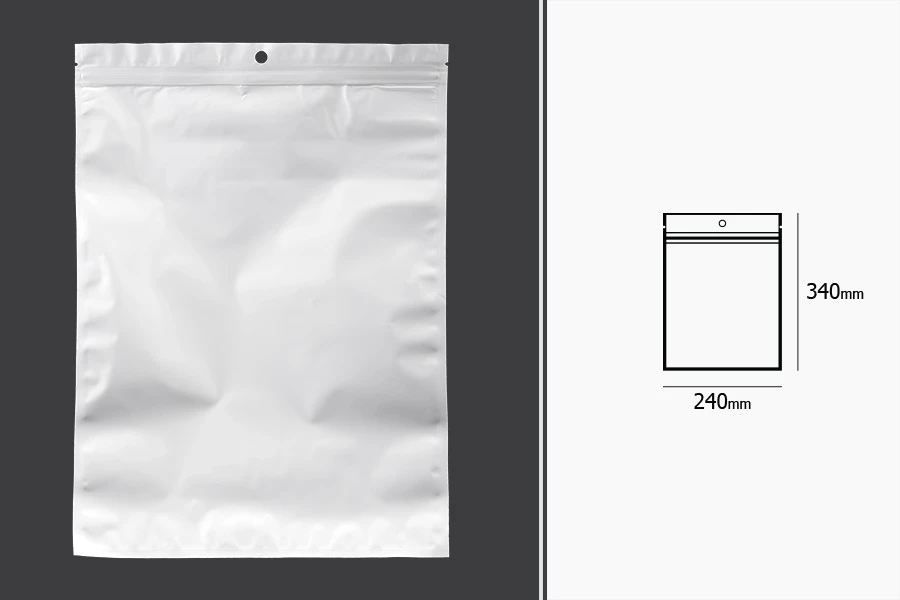 Plastične bele kesice sa zip zatvaranjem 240x340 mm, sa otvorom za kačenje i mogućnošću termo zatvaranja - 100 kom Plastične bele kesice sa zip zatvaranjem 240x340 mm, sa otvorom za kačenje i mogućnošću termo zatvaranja - 100 kom