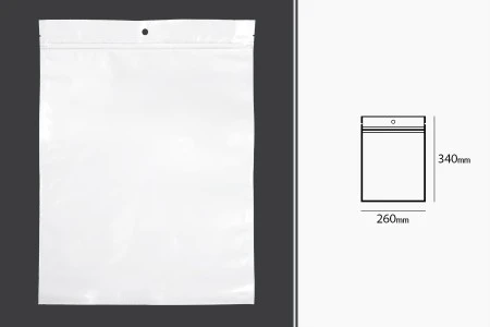 Plastična zip kesica 260x340mm sa belom zadnjom i providnom prednjom stranom i rupom za kačenje - 100 kom-2