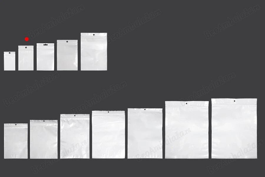 Plastična zip kesica 80x130mm sa belom zadnjom i providnom prednjom stranom i rupom za kačenje - 100 kom-grupa_slika