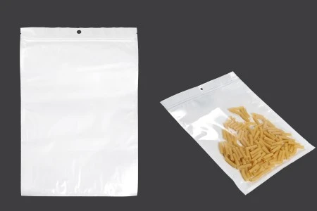 Plastična zip kesica 220x320mm sa belom zadnjom i providnom prednjom stranom i rupom za kačenje - 100 kom-1