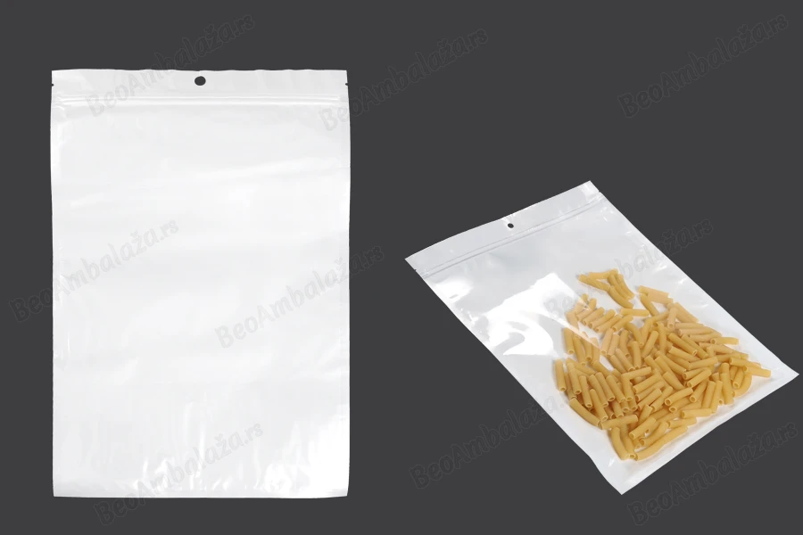 Plastična zip kesica 220x320mm sa belom zadnjom i providnom prednjom stranom i rupom za kačenje - 100 kom-slika_proizvoda