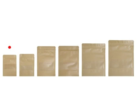 Kraft DoyPack kesice sa zip zatvaranjem i prozorom, unutrašnjom i spoljašnjom providnom oblogom, ovalnim dnom i sa mogućnošću termo zatvaranja  90x30x140mm – 100kom-4
