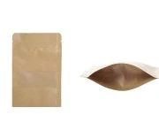 Kraft DoyPack  100x30x150mm  kesice sa zip zatvaranjem i prozorom, unutrašnjom i spoljašnjom providnom oblogom, ovalnim dnom i sa mogućnošću termo zatvaranja– 100kom