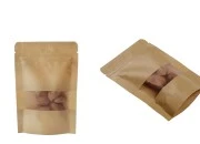 Kraft DoyPack  100x30x150mm  kesice sa zip zatvaranjem i prozorom, unutrašnjom i spoljašnjom providnom oblogom, ovalnim dnom i sa mogućnošću termo zatvaranja– 100kom