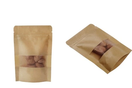 Kraft DoyPack kesice sa zip zatvaranjem i prozorom, unutrašnjom i spoljašnjom providnom oblogom, ovalnim dnom i sa mogućnošću termo zatvaranja 100x30x150mm – 100kom-5