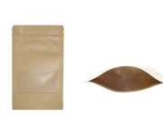 Kraft DoyPack kesice 120x40x200mm sa zip zatvaranjem i prozorom, unutrašnjom i spoljašnjom providnom oblogom, ovalnim dnom i sa mogućnošću termo zatvaranja – 100kom