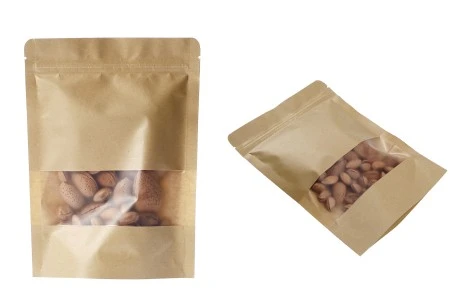 Kraft DoyPack kesice 160x40x220mm sa zip zatvaranjem i prozorom, unutrašnjom i spoljašnjom providnom oblogom, ovalnim dnom i sa mogućnošću termo zatvaranja – 100kom-5