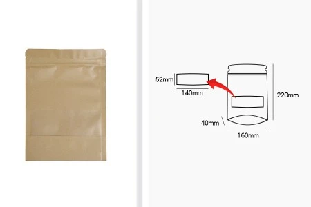 Kraft DoyPack kesice 160x40x220mm sa zip zatvaranjem i prozorom, unutrašnjom i spoljašnjom providnom oblogom, ovalnim dnom i sa mogućnošću termo zatvaranja – 100kom-2