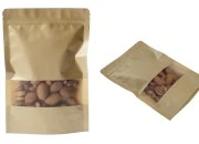 Kraft DoyPack kesice 170x40x240mm sa zip zatvaranjem i prozorom, unutrašnjom i spoljašnjom providnom oblogom, ovalnim dnom i sa mogućnošću termo zatvaranja – 100kom