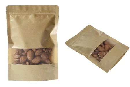 Kraft DoyPack kesice 170x40x240mm sa zip zatvaranjem i prozorom, unutrašnjom i spoljašnjom providnom oblogom, ovalnim dnom i sa mogućnošću termo zatvaranja – 100kom-5