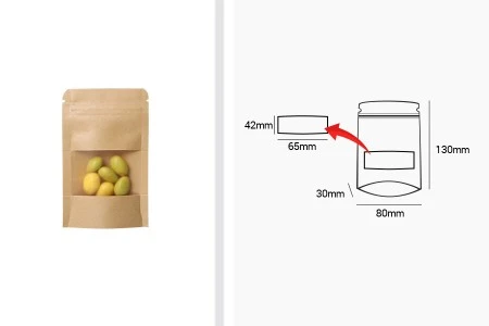 Kraft DoyPack kesice sa zip zatvaranjem i prozorom, unutrašnjom i spoljašnjom providnom oblogom, ovalnim dnom i sa mogućnošću termo zatvaranja 80x30x130mm – 100kom-2