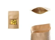 Kraft DoyPack kesice sa zip zatvaranjem i prozorom, unutrašnjom i spoljašnjom providnom oblogom, ovalnim dnom i sa mogućnošću termo zatvaranja 80x30x130mm – 100kom Kraft DoyPack kesice sa zip zatvaranjem i prozorom, unutrašnjom i spoljašnjom providnom oblogom, ovalnim dnom i sa mogućnošću termo zatvaranja 80x30x130mm – 100kom