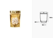 Aluminijumske DoyPack kesice sa zip zatvaranjem, zlatnom zadnjom i transparentnom prednjom stranom, ovalnim dnom i sa mogućnošću termo lepljenja 90x30x140mm – 100kom Aluminijumske DoyPack kesice sa zip zatvaranjem, zlatnom zadnjom i transparentnom prednjom stranom, ovalnim dnom i sa mogućnošću termo lepljenja 90x30x140mm – 100kom