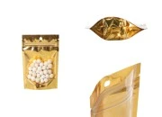 Aluminijumske DoyPack kesice sa zip zatvaranjem, zlatnom zadnjom i transparentnom prednjom stranom, ovalnim dnom i sa mogućnošću termo lepljenja 100x30x150mm – 100kom Aluminijumske DoyPack kesice sa zip zatvaranjem, zlatnom zadnjom i transparentnom prednjom stranom, ovalnim dnom i sa mogućnošću termo lepljenja 100x30x150mm – 100kom