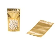 Aluminijumske DoyPack kesice sa zip zatvaranjem, zlatnom zadnjom i transparentnom prednjom stranom, ovalnim dnom i sa mogućnošću termo lepljenja 100x30x180mm – 100kom Aluminijumske DoyPack kesice sa zip zatvaranjem, zlatnom zadnjom i transparentnom prednjom stranom, ovalnim dnom i sa mogućnošću termo lepljenja 100x30x180mm – 100kom