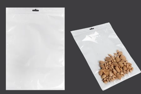 Plastična zip kesica 250x350mm sa belom zadnjom i providnom prednjom stranom i Eurohole otvorom - 100 kom-1