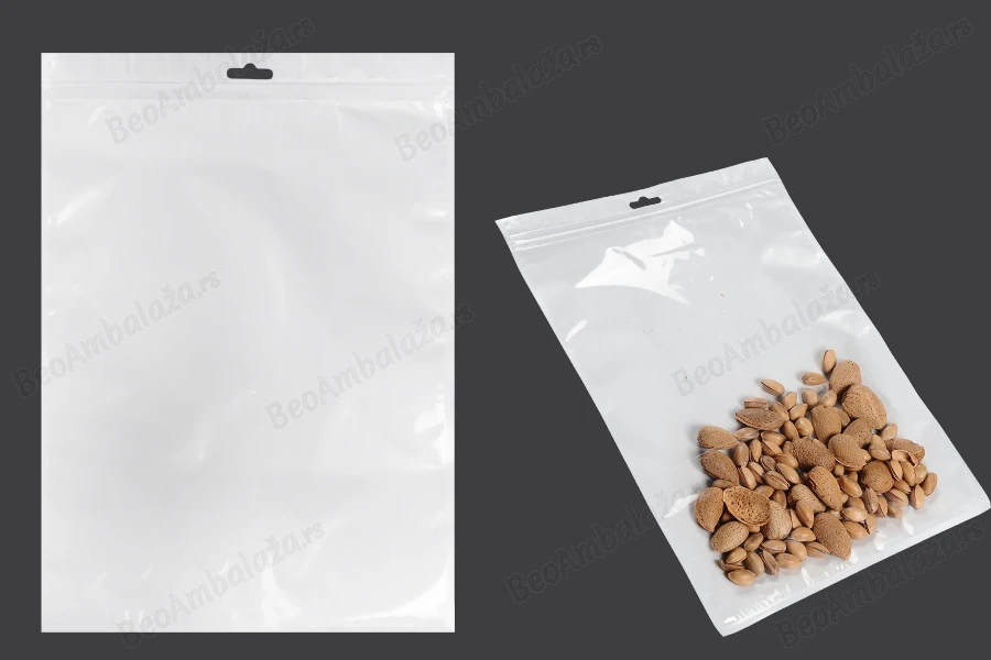 Plastična zip kesica 250x350mm sa belom zadnjom i providnom prednjom stranom i Eurohole otvorom - 100 kom-slika_proizvoda