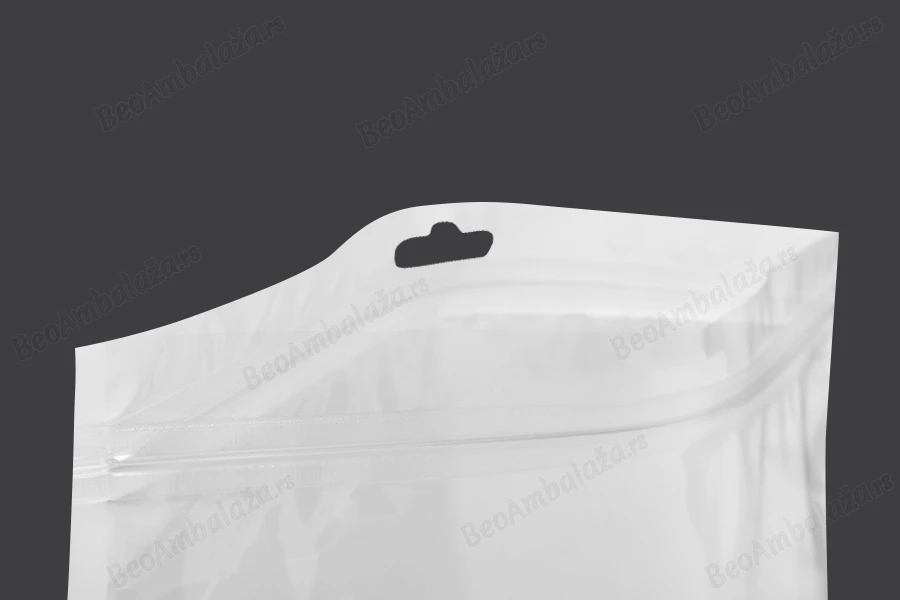 Plastična zip kesica 220x300mm sa belom zadnjom i providnom prednjom stranom i Eurohole otvorom - 100 kom-grupa_slika