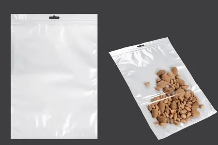 Plastična zip kesica 230x330mm sa belom zadnjom i providnom prednjom stranom i Eurohole otvorom - 100 kom-1