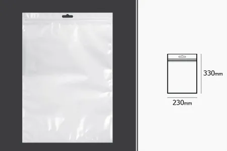 Plastična zip kesica 230x330mm sa belom zadnjom i providnom prednjom stranom i Eurohole otvorom - 100 kom-2