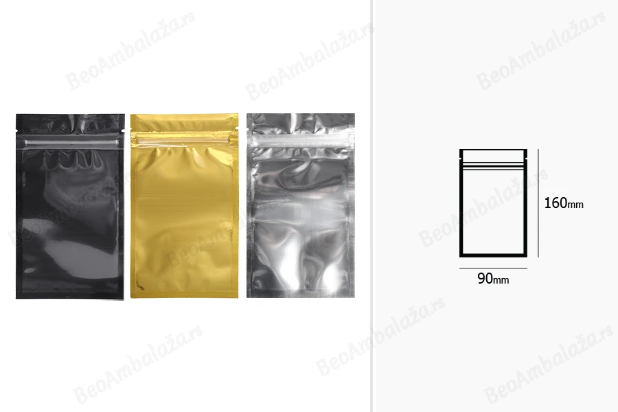Zip kesica 90x160mm sa providnom prednjom i aluminijumskom zadnjom stranom (mogućnost termo zatvaranja) - 100 kom-dimenzije_slike