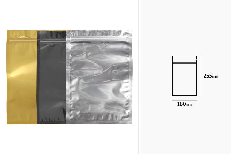 Zip kesica 180x255mm sa providnom prednjom i aluminijumskom zadnjom stranom (mogućnost termo zatvaranja) - 100 kom Zip kesica 180x255mm sa providnom prednjom i aluminijumskom zadnjom stranom (mogućnost termo zatvaranja) - 100 kom-dimenzije_slike