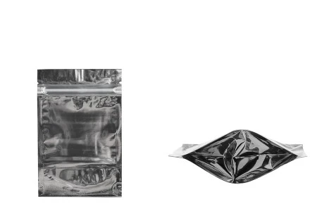 Aluminijumske DoyPack kesice 90x30x140mm sa zipom, transparentnom prednjom stranom, ovalnim dnom i sa mogućnošću termo zatvaranja – 100kom-1