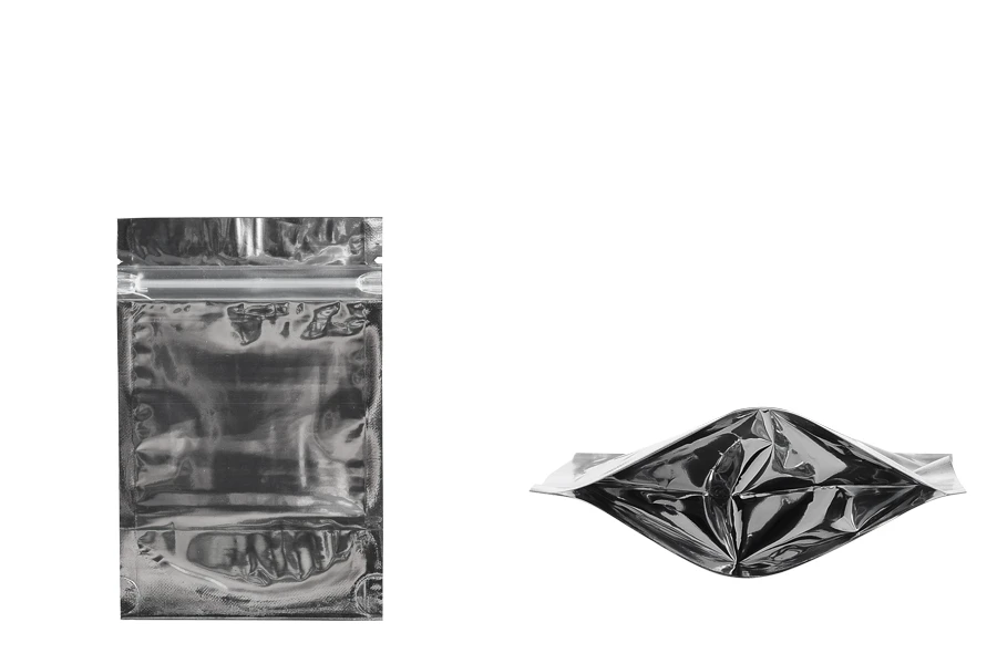 Aluminijumske DoyPack kesice 90x30x140mm sa zipom, transparentnom prednjom stranom, ovalnim dnom i sa mogućnošću termo zatvaranja – 100kom