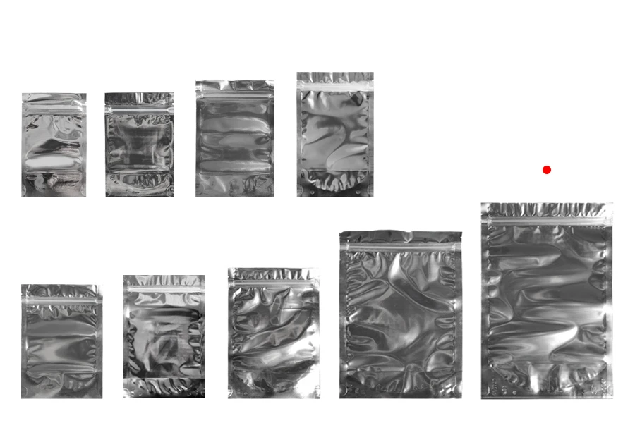 Aluminijumske DoyPack kesice 200x50x300mm sa zipom, transparentnom prednjom stranom, ovalnim dnom i sa mogućnošću termo zatvaranja – 100kom