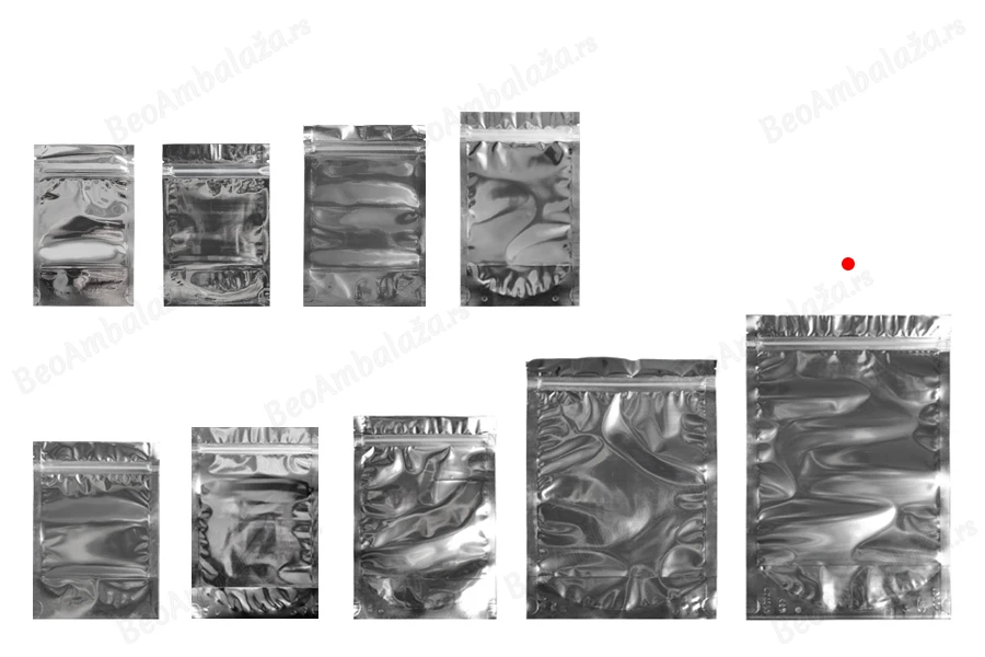 Aluminijumske DoyPack kesice 200x50x300mm sa zipom, transparentnom prednjom stranom, ovalnim dnom i sa mogućnošću termo zatvaranja – 100kom-grupa_slika