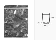 Aluminijumske DoyPack kesice 180x40x250mm sa zipom, transparentnom prednjom stranom, ovalnim dnom i sa mogućnošću termo zatvaranja – 100kom