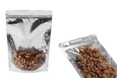 Aluminijumske DoyPack kesice 180x40x250mm sa zipom, transparentnom prednjom stranom, ovalnim dnom i sa mogućnošću termo zatvaranja – 100kom-5