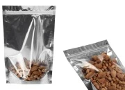Aluminijumske DoyPack kesice 200x50x300mm sa zipom, transparentnom prednjom stranom, ovalnim dnom i sa mogućnošću termo zatvaranja – 100kom