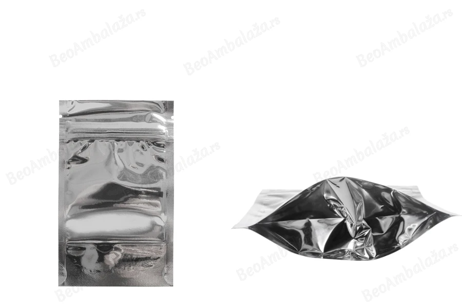 Aluminijumske DoyPack kesice 80x30x130mm sa zipom, transparentnom prednjom stranom, ovalnim dnom i sa mogućnošću termo zatvaranja – 100kom-slika_proizvoda